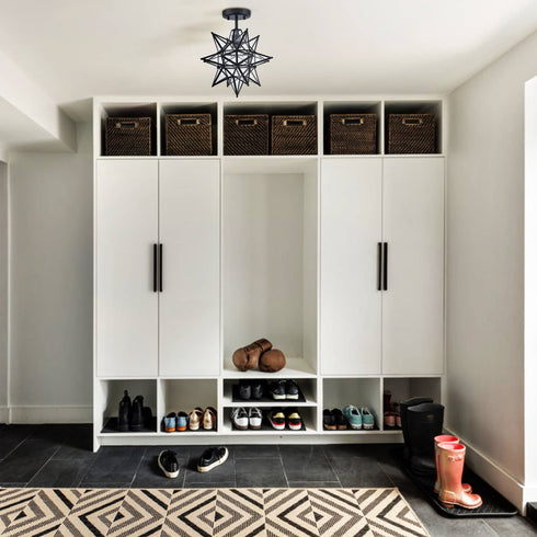 Black Moravian Star Ceiling Light Clear Glass Shade